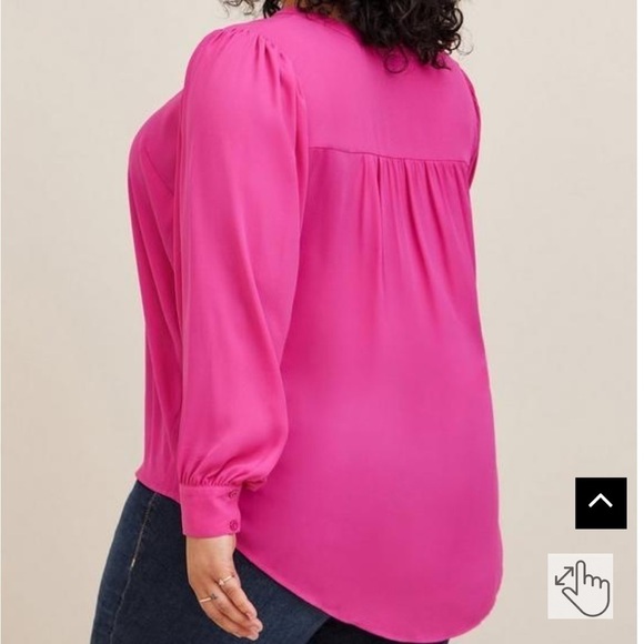 New Torrid Harper Georgette Pullover Puff Sleeve Blouse in Fuchsia Size 0 Large - Picture 2 of 10